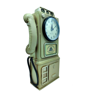 Tradineur - Reloj Decorativo Hucha - Diseño de Teléfono Antiguo - Fabricado en Metal - Ranura en la parte superior - 29 x 17 x 7,5 cm