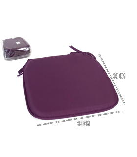 Tradineur - Cojín para sillas - Fabricado 100% Poliéster - Fácil de limpiar y Comodidad ergonómica - 39 x 39 x 3 cm - Color Morado