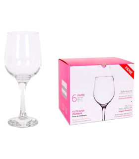 Tradineur - Set de 6 copas de vino de cristal modelo fame, 480 ml, juego de 6 copas de vino, 22 x 8 cm