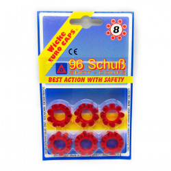 Tradineur - Set de 96 fulminantes en aros de 8 tiros para pistolas de juguete, máximo 125 decibelios (Rojo)