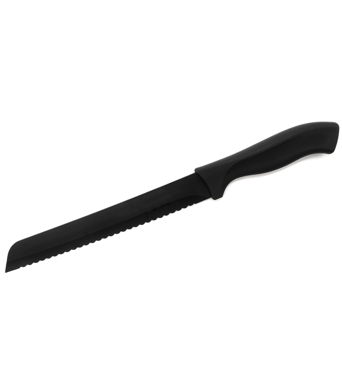 Tradineur - Cuchillo pan, cuchillo panero profesional con hoja serrada de 20 cm y mango ergonómico de plástico, corte preciso, cocina - 32,5 cm