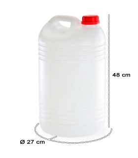 Tradineur - Garrafa Redonda - Fabricado en plástico - Apto para uso alimentario - ideal para almacenar y transportar agua, bebidas, líquidos - 25 Litros