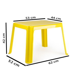 Tradineur - Mesa auxiliar de plástico, mesita baja, niños, polipropileno, estructura sólida, interior y exterior, salón, jardín, fabricada en España (Amarillo, 54 x 65 x 42 cm)