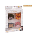 Tradineur - Pack de 4 gomas de Harry Potter, con distintos diseños, ideal para la vuelta al cole, adaptable a lápices. Medidas caja 10 x 10 x 2 cm. Licencia oficial Warner Bros