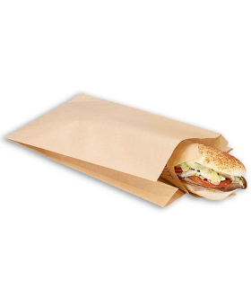 Tradineur - Pack de 30 bolsas de papel kraft para bocadillos, alimentos, biodegradables, compostables, reutilizables, aptas para uso alimentario, 12 x 27 cm