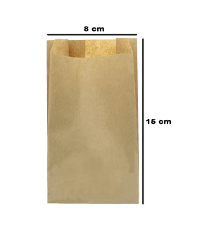 Tradineur - Pack de 40 bolsas de papel kraft para alimentos, biodegradables, compostables, reutilizables, aptas para uso alimentario, 8 x 15 cm