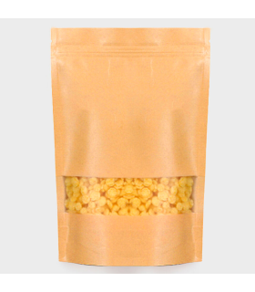 Tradineur - Pack de 8 bolsas de papel kraft para conservar alimentos, reutilizables, cierre hermético y ventana, aptas para uso alimentario, 23 x 33 x 5 cm