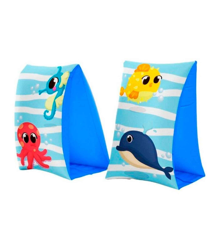 Tradineur - Manguitos infantiles de animalitos, piscina, vinilo resistente. Para niños de 3 - 6 años. 25 x 15 cm