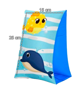 Tradineur - Manguitos infantiles de animalitos, piscina, vinilo resistente. Para niños de 3 - 6 años. 25 x 15 cm