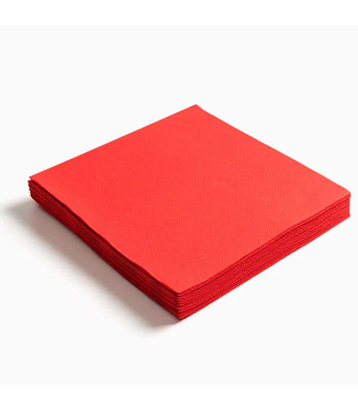 Tradineur - Pack de 40 servilletas rojas de papel, 2 capas, biodegradables, reciclables, fiestas, celebraciones, decoración de Navidad (Rojo, 39 x 39 cm)