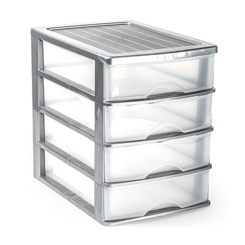 Tradineur - Cajonera de sobremesa - Fabricado en España - 4 Cajones Transparentes - Torre de almacenaje, armario, baño, oficina Tradineur - Cajonera de sobremesa - Fabricado en España - 4 Cajones Transparentes - Torre de almacenaje, armario, baño, oficina
