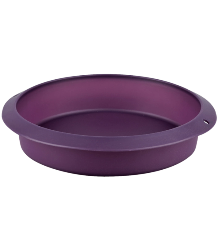 Tradineur - Molde redondo alto de silicona, fácil desmoldeo, horno, microondas, apto para lavavajillas, libre de BPA, repostería, cocina (Violeta - 24,5 x 5,5 cm)