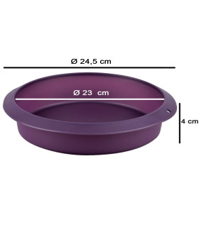 Tradineur - Molde redondo alto de silicona, fácil desmoldeo, horno, microondas, apto para lavavajillas, libre de BPA, repostería, cocina (Violeta - 24,5 x 5,5 cm)