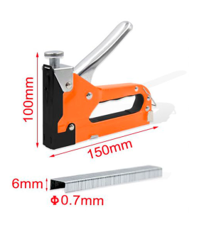 Tradineur - Grapadora industrial 4 - 14 mm - Mango ergonómico - Estructura de hierro - Apto para grapas y clavos - Anilla de seguridad - 11 x 2,5 x 15 cm