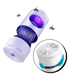 Tradineur - Lámpara antimosquitos 5 W, cable usb, luz portátil atrapa insectos, trampa para moscas, polillas, hogar, jardín, 21,4 x 12,2 cm, color aleatorio