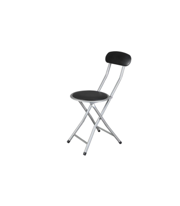 Tradineur - Silla plegable de metal  con respaldo acolchada negro 30 x 39 x 82 cm Asiento plegable de 30 x 39 x 82 de color negro.