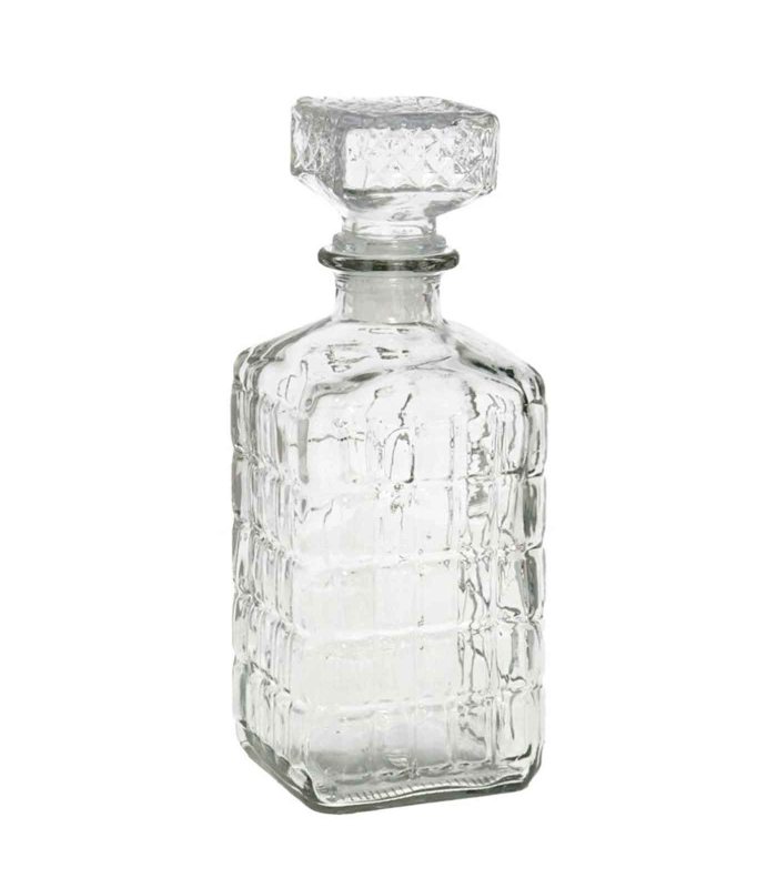 Licorera de cristal 1000 ml Scorland para fiestas, reuniones, guardar whisky u otras bebidas. 23 x 9,5 x 9,5 cm