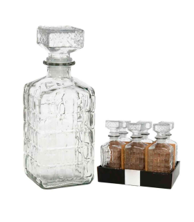 Licorera de cristal 1000 ml Scorland para fiestas, reuniones, guardar whisky u otras bebidas. 23 x 9,5 x 9,5 cm