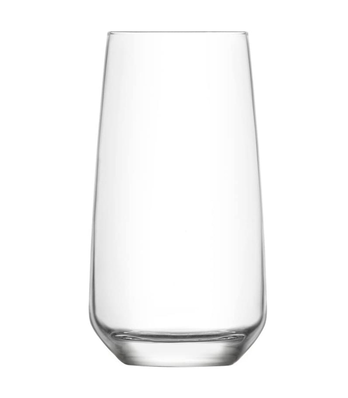 Tradineur - Set de 6 vasos altos de cristal "Lal", base gruesa, resistentes, aptos para lavavajillas, refrescos, agua, bebidas, 14,5 x 7,5 cm, 480 ml