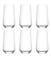 Tradineur - Set de 6 vasos altos de cristal "Lal", base gruesa, resistentes, aptos para lavavajillas, refrescos, agua, bebidas, 14,5 x 7,5 cm, 480 ml