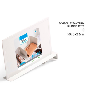 Tradineur - Divisor de estantería de plástico, separador estantes sin taladro, almacenamiento, organización de armarios, reciclable, fabricado en España (Blanco roto - 23 x 30 x 5 cm)