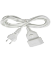 Tradineur - Cable alargador para enchufe plano, 2.5A, 250V, máx. 600W, uso interior, incluye protección infantil, hogar, oficina (Blanco, 3 m)