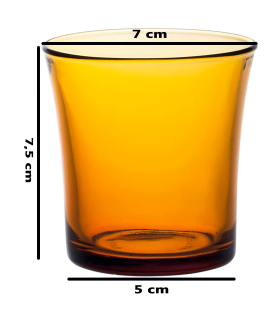 Tradineur - Set de 4 vasos de cristal templado, modelo Lys, resistentes a los golpes y choques térmicos, aptos para lavavajillas (Ámbar, 16 cl - 7,5 x 7 cm)