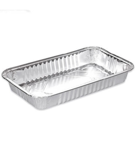 Tradineur - Bandeja de aluminio rectangular, ideal para hornear, resistente e higiénica, recetas al horno, postres, verduras, asados, 32,2 x 26,2 x 4 cm