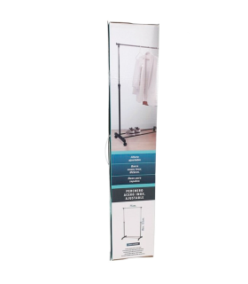 Tradineur - Perchero extensible con ruedas, acero inoxidable, plástico, incluye barra Ø 22 cm y estante para calzado, altura regulable, fácil montaje, 75 x 42 x 80-155 cm