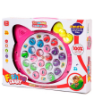 Tradineur - Juego infantil de pesca con música, incluye 24 peces y 4 cañas de pescar, juguete educativo, funciona con pilas, Ø 27 cm, color aleatorio